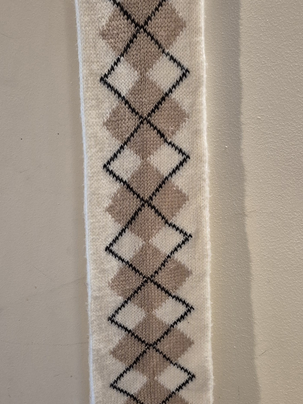 New York & Company Cream Argyle Knit Scarf